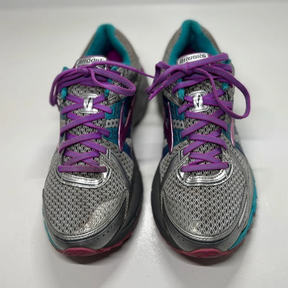 Brooks Adrenaline GTS 17 Women’s Running Shoes Silver Purple Teal Size 11.5